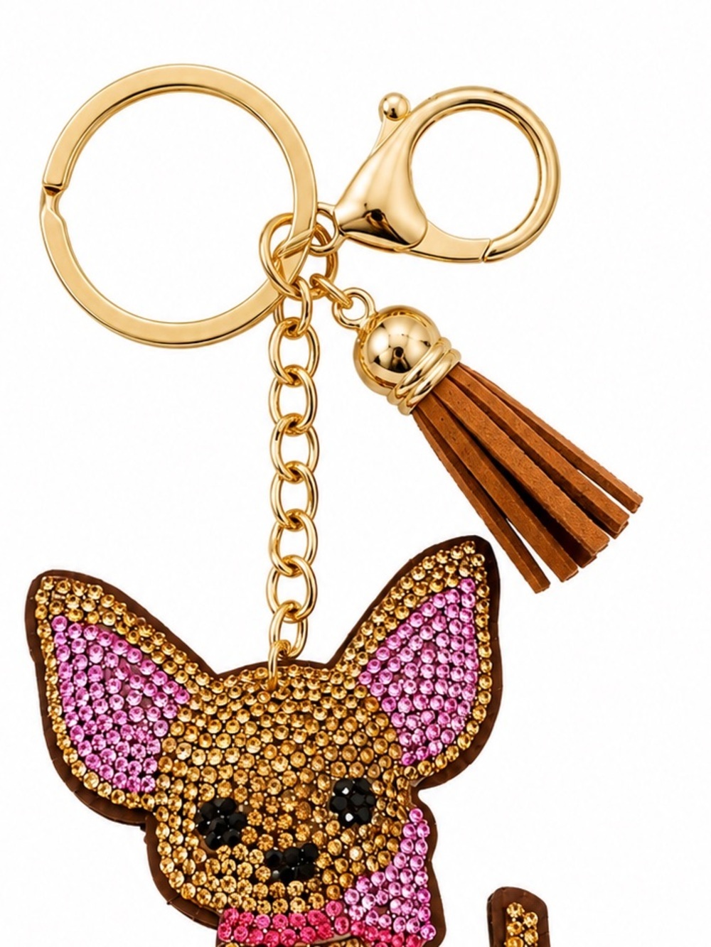 Rhinestone Chihuahua Dog Bag Charm keychain Purse charm - Picture 4 of 5
